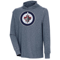 Winnipeg Jets Antigua Saga Pullover Hoodie - Heather Navy
