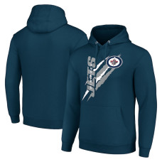 Winnipeg Jets Starter Color Scratch Fleece Pullover Hoodie - Blue