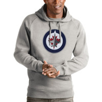 Winnipeg Jets Antigua Logo Victory Pullover Hoodie - Heathered Gray