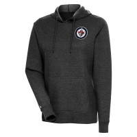 Winnipeg Jets Antigua Women's Action Chenille Pullover Hoodie - Heather Black