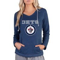 Winnipeg Jets Concepts Sport Women's Mainstream Terry Tri-Blend Long Sleeve Hooded Top - Navy