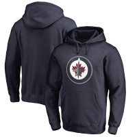 Winnipeg Jets Primary Team Logo Fleece Fitted Pullover Hoodie - Navy