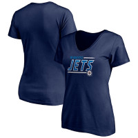 Winnipeg Jets Women's Plus Size Mascot In Bounds V-Neck T-Shirt - Navy Winnipeg Jets Women's Plus Size Mascot In Bounds V-Neck T-Shirt - Navy