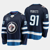 Winnipeg Jets Cole Perfetti #91 2020 Draft Replica 10th Anniversary logo Navy Jersey  -  Men