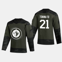 Men's Winnipeg Jets Dominic Toninato #21 2020 Veterans Day Authentic Practice Camo Jersey