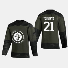 Men's Winnipeg Jets Dominic Toninato #21 2020 Veterans Day Authentic Practice Camo Jersey
