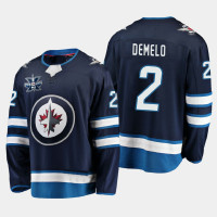 Winnipeg Jets Dylan DeMelo #2 2020-21 Home 10th Anniversary Navy Jersey  -  Men