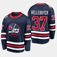 Men's Jets Connor Hellebuyck #37 Navy 2019 Heritage Classic Breakaway Player Jersey