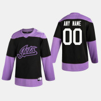 Jets Custom #00 Hockey Fights Cancer Practice Black Jersey