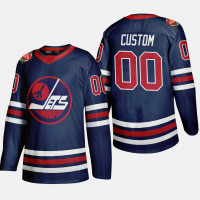 Men's Winnipeg Jets Custom #00 2019 Heritage Classic WHA Navy Jersey