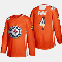Neal Pionk Winnipeg Jets 2022 WASAC Night Orange #4 Jersey Indigenous Warmup