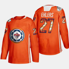 Nikolaj Ehlers Winnipeg Jets 2022 WASAC Night Orange #27 Jersey Indigenous Warmup