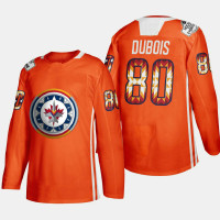 Pierre-Luc Dubois Winnipeg Jets 2022 WASAC Night Orange #80 Jersey Indigenous Warmup