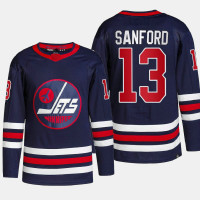 Winnipeg Jets Zach Sanford Navy Primegreen Authentic Pro Alternate Jersey 2022