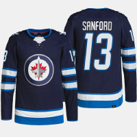 Winnipeg Jets Zach Sanford Navy Primegreen Authentic Pro Home Jersey 2022