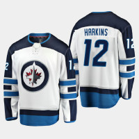Men's Winnipeg Jets Jansen Harkins #12 Away 2020-21 Breakaway Player White Jersey