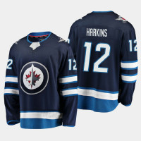 Men's Winnipeg Jets Jansen Harkins #12 Home 2020-21 Breakaway Player Navy Jersey